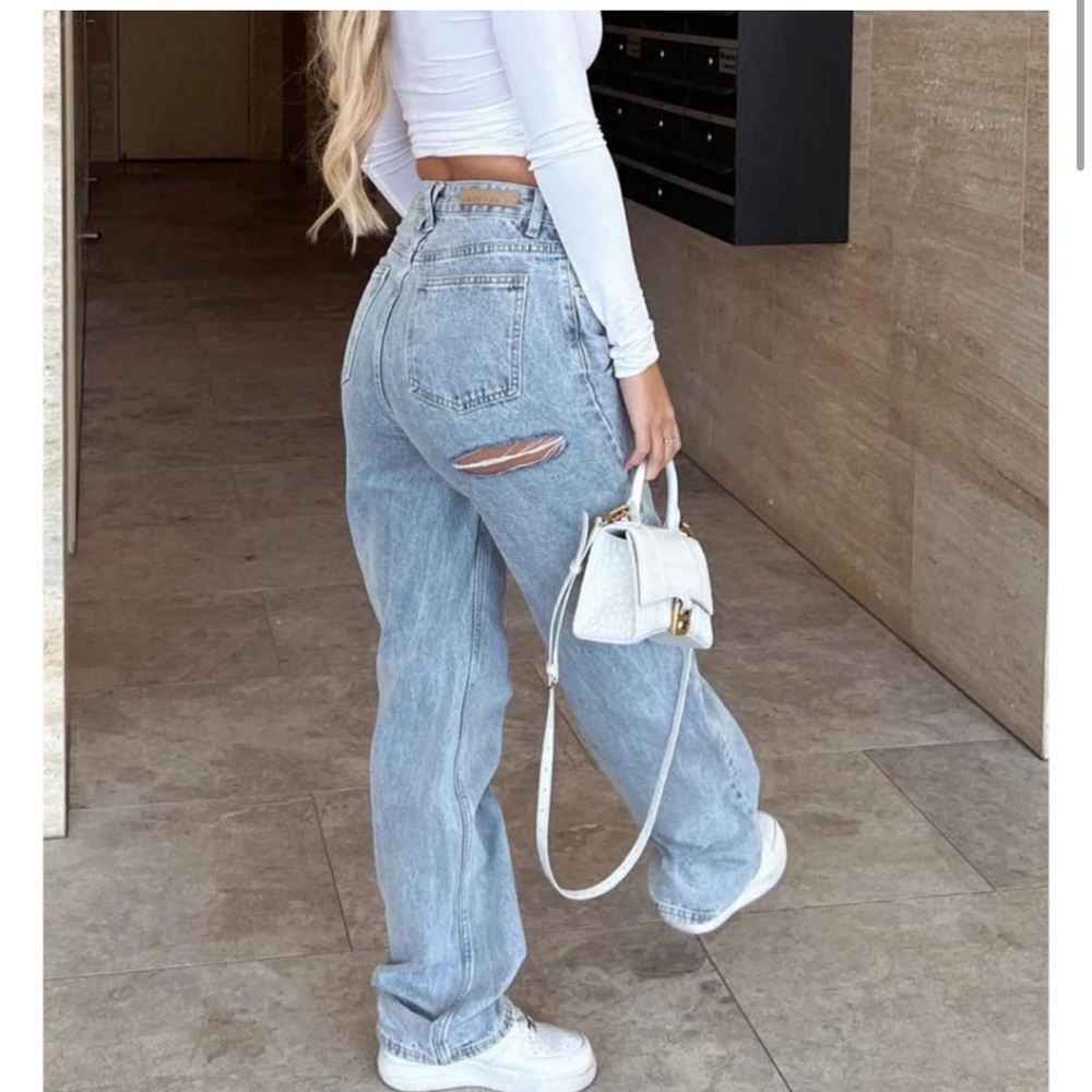White fox size xs on replay jeans ice blue NWT